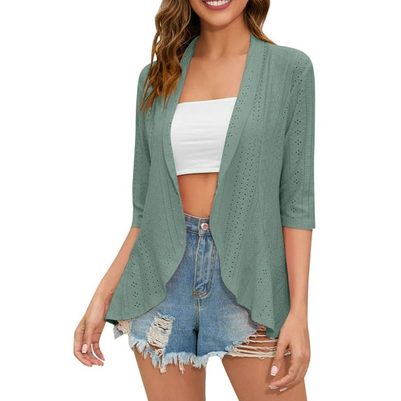 Durtebeua Open Front Casual Knit Sweaters Coat Soft Outwear Cotton Cardigans For Women