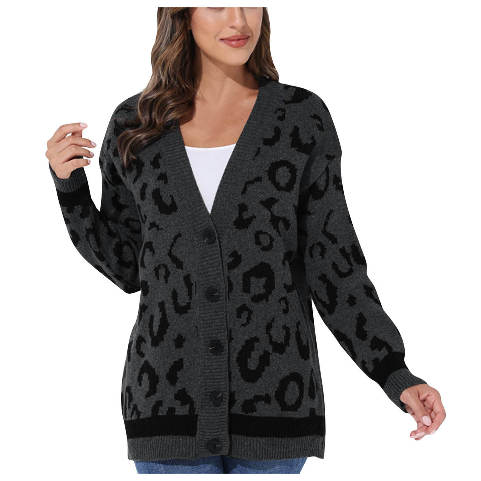 Durtebeua Open Front Long Sleeve Cable Knit Cardigans Sweaters Loose