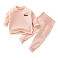 thumbnail image 1 of Durtebeua Outfits for Girls Kid Girls Boys Pants Clothes Set, Long Sleeve Round Neck Letters Print Sweatshirt + Casual Street Long Drawstring Trousers Fall Outfits Pink,18-24 Months, 1 of 3