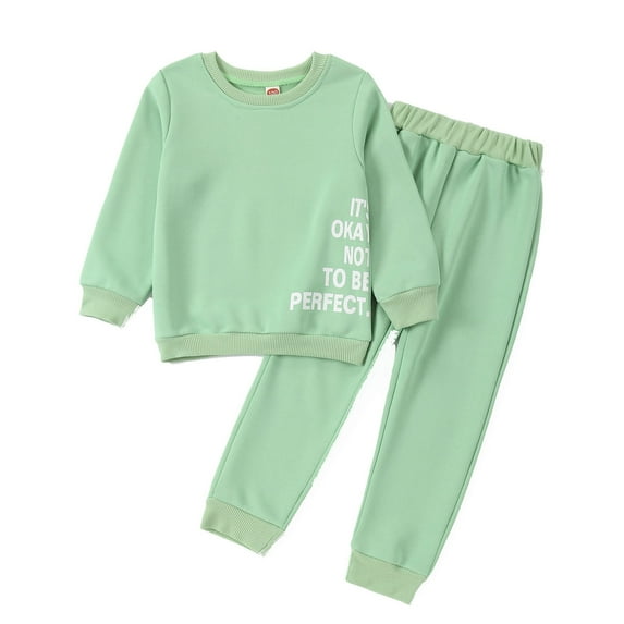 Durtebeua Outfits for Girls Outfit for Boys Size 10-12 New Sweatshirt Football Letter Printed Pants Children's Casual Two Piece Fashion Z01-Green,12-18 Months