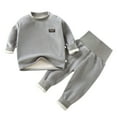 thumbnail image 1 of Durtebeua Outfits for Girls Boys Outfit Sets Autumn Winter Solid Color Cotton Long Sleeve Sweatshirt Long Pants Set Home Outing Travel Grey,3-4 Years, 1 of 3