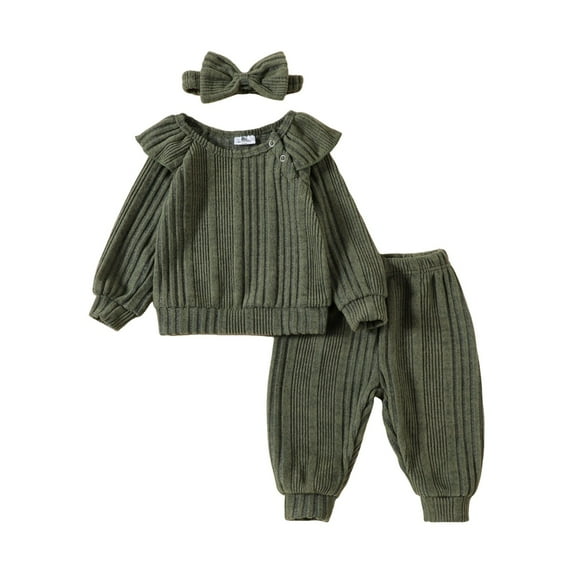 Durtebeua Outfits for Girls Girls' 2 Piece Outfits Sweatshirt Leg Pants Sets Fall Outfits Sweatsuits Z29-Green,6-12 Months