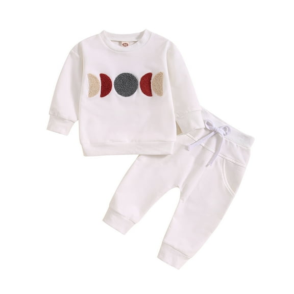 Durtebeua Outfits for Girls Kids 2 Piece Outfits Girls Crop Tops Hoodies Long Sleeve Fashion Sweatshirts and Sweatpants Z01-White,18-24 Months