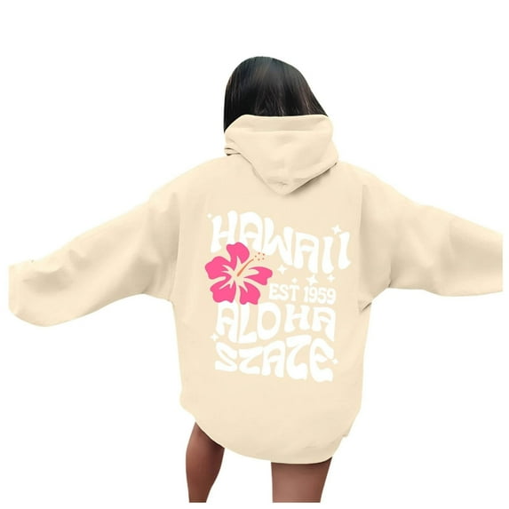 Durtebeua Oversized Hoodies for Women Womens Casual Pullover Tops Long Sleeve Shirts Crewneck Oversized Sweatshirts 2024 Fall Clothes Z01-Beige,2XL
