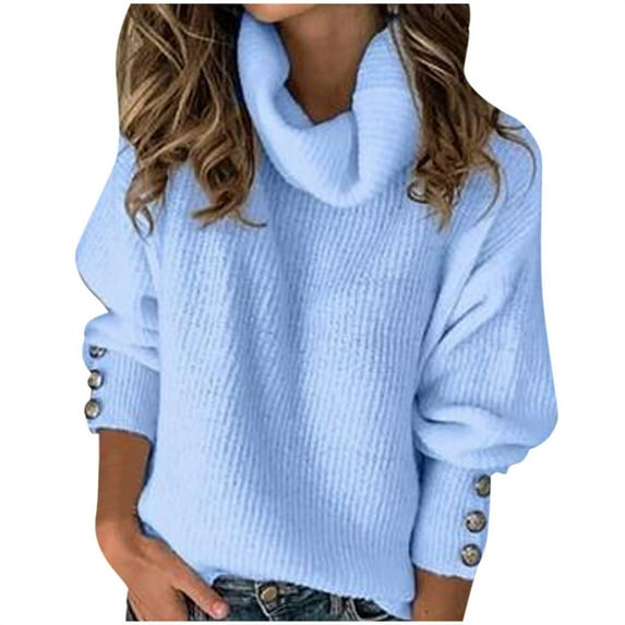 Durtebeua Oversized Turtleneck Sweaters For Women Sweater Tops Solid Color Soft Comfy Cable Knit Pullover Sweaters