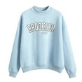 thumbnail image 1 of Durtebeua Plus Size Pullover Tops Drop Shoulder Baggy Pullover Preppy Top Blue, 1 of 2