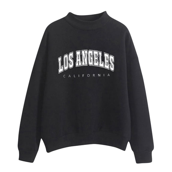 Durtebeua Pullover Tops For Women Long Sleeve Graphic Sweatshirt Long Sleeve Crewneck Pullover Jacket Black