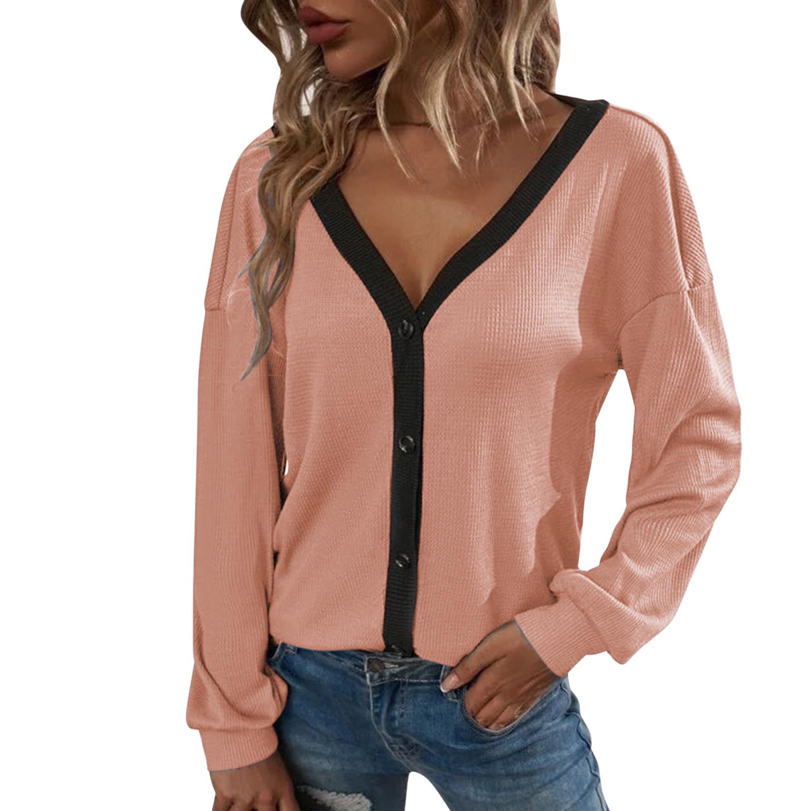 New Women Autumn/Winter Knitted Sweater Cardigans Fashion Long Sleeve Solid Color Loose Casual Button V-Neck Female Cardigan Coat – Buy The Best Products In The Online Store - Foto 9