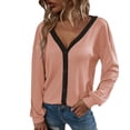 thumbnail image 1 of Durtebeua Solid V-neck Cardigan Long Sleeve Coat Pockets Outerwear Women'S Cardigans Lightweight, 1 of 6