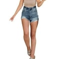 thumbnail image 1 of Durtebeua Summer Frayed Denim Shorts Push Up Shorts Zipper High Waist Blue M, 1 of 6
