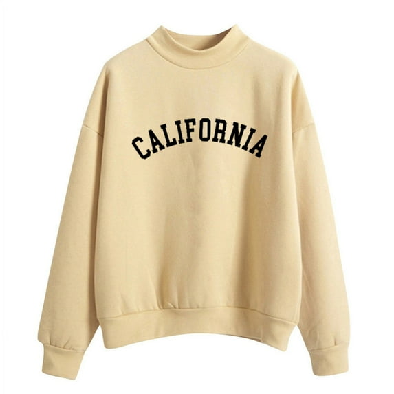 Durtebeua Pullover Tops For Women Long Sleeve Casual Loose Crew Neck Long Sleeve Pullover Yellow