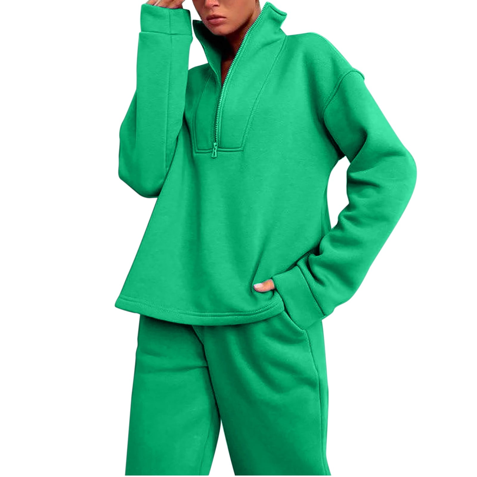 Durtebeua Sweatsuit Y2K Long Sleeve Cropped Zip Up Hoodie Jacket