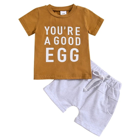 Durtebeua T-Shirt and Shorts Outfit Set Newborn to Little Kid Sizes,12-18 Months
