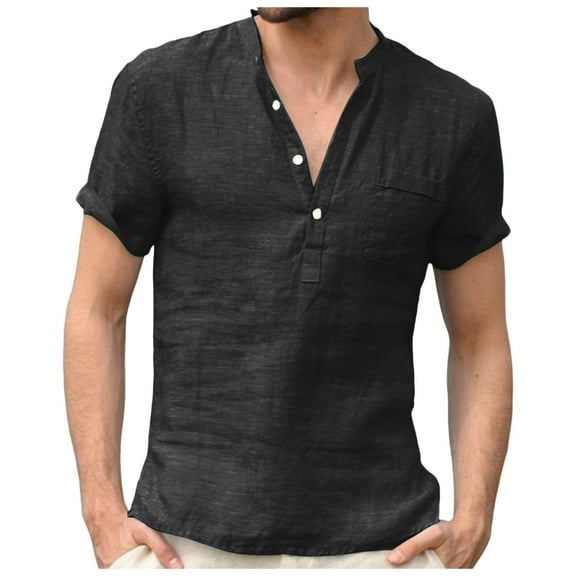 Durtebeua T Shirts for Man Men's Loose Fit Heavyweight Short-Sleeve Pocket T-Shirt Black,L
