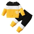 thumbnail image 1 of Durtebeua Toddler Baby Boy Clothes Cute Long Sleeve Sweatshirt Tops and Stretch Pants Fall Winter Outfit Z03-Yellow,6-9 Months, 1 of 7