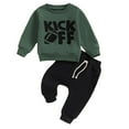thumbnail image 1 of Durtebeua Toddler Baby Boy Clothes Cute Long Sleeve Sweatshirt Tops and Stretch Pants Fall Winter Outfit Z07-Green,2-4 Years, 1 of 7