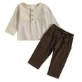 thumbnail image 1 of Durtebeua Toddler Baby Boy Clothes Cute Long Sleeve Sweatshirt Tops and Stretch Pants Fall Winter Outfit Z11-Coffee,4-5 Years, 1 of 7
