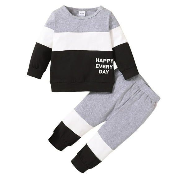 Durtebeua Baby Boy Boy Clothes Long Sleeve Shirt and Pants Set 2 pack Z12-Grey,9-12 Months