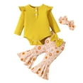 thumbnail image 1 of Durtebeua Toddler Baby Girls Fall Winter Clothes Long Sleeve Romper Floral Pant Set Fall Winter Baby Girl Clothes 9-12 Months, 1 of 6