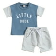 thumbnail image 1 of Durtebeua Toddler Boy Clothes Short Sleeve Color Block Hoodie Sweatshirt Pant Set Cute Fall Winter Little boy Outfits Clothes,0-6 Months, 1 of 7