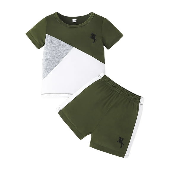 Durtebeua Toddler Boy Clothes Short Sleeve Color Block Hoodie Sweatshirt Pant Set Cute Fall Winter Little boy Outfits Clothes,6-9 Months