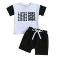 thumbnail image 1 of Durtebeua Kids Boys Summer Sets Toddler Boys Clothes Tops + Drawstring Sweatpants 2Pcs Set Spring Fall Outfits,0-6 Months, 1 of 7