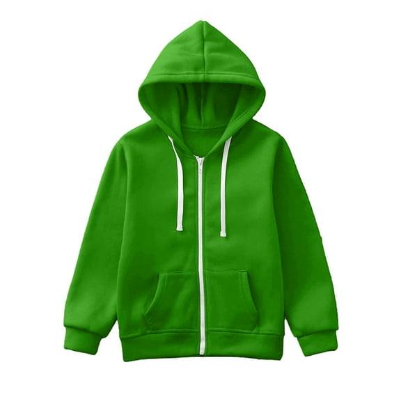 Durtebeua Toddler Boys Girls Cute Coat Sweatshirt Color Solid Zip Long Hoodie Top Sleeve Up Kids Jackets For Boys Girls Green,3-4 Years