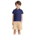 thumbnail image 1 of Durtebeua Toddler Clothes For Boys Summer Toddler Baby Boy Girl Clothes Set Unisex Outfits Short Sleeve Tops Shorts 2PCS Z01-Navy,5-6 Years, 1 of 6
