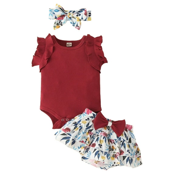 Durtebeua Toddler Girls Clothes 2Pcs Baby Girls Kids Cute T-Shirt Tops+Shorts Pants Outfits Summer Clothes,3-6 Months