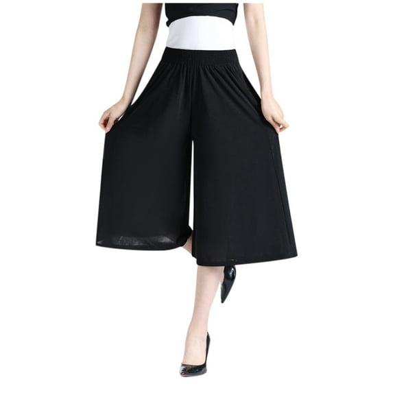 Durtebeua Tyracharm Culottes - Wide Leg Culottes for Women, Curvyflair - High Waist Wide Leg Culottes, Culottes Black,XL