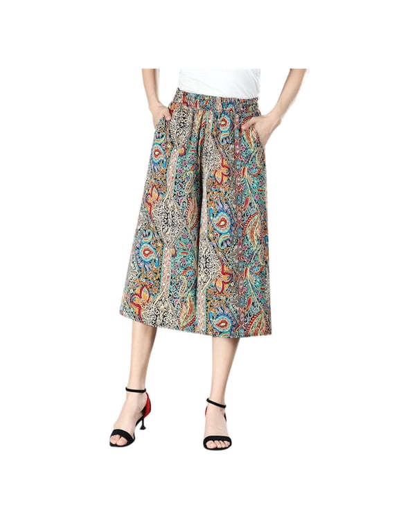Tyracharm Culottes - Wide Leg Culottes for Women, Curvyflair - High Waist Wide Leg Culottes, Culottes Khaki,XL