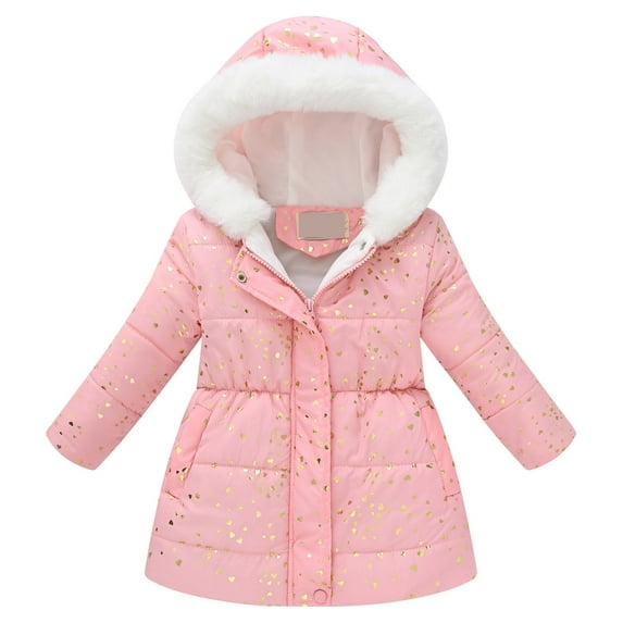Durtebeua Winter Down Coats for Kids Girls Autumn Winter Long Sleeve Thick Warm Outerwear Z06-Rose Gold,5-6 Years