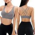 thumbnail image 1 of Durtebeua Wirefree Padded Criss Cross Yoga Bras Cropped Tank Tops Womens Adjustable Strap Sports Bra, 1 of 3