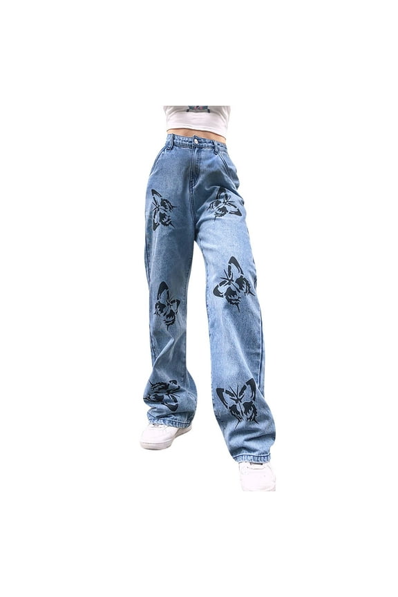 Woman Jeans Distressed Ripped Patchwork High Waist Ripped Trousers Destroyed Jeans