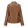 thumbnail image 1 of Durtebeua Women Leather Jackets Long Sleeve Jackets Quilted Moto Outwear Slim Lapel Coats, 1 of 2