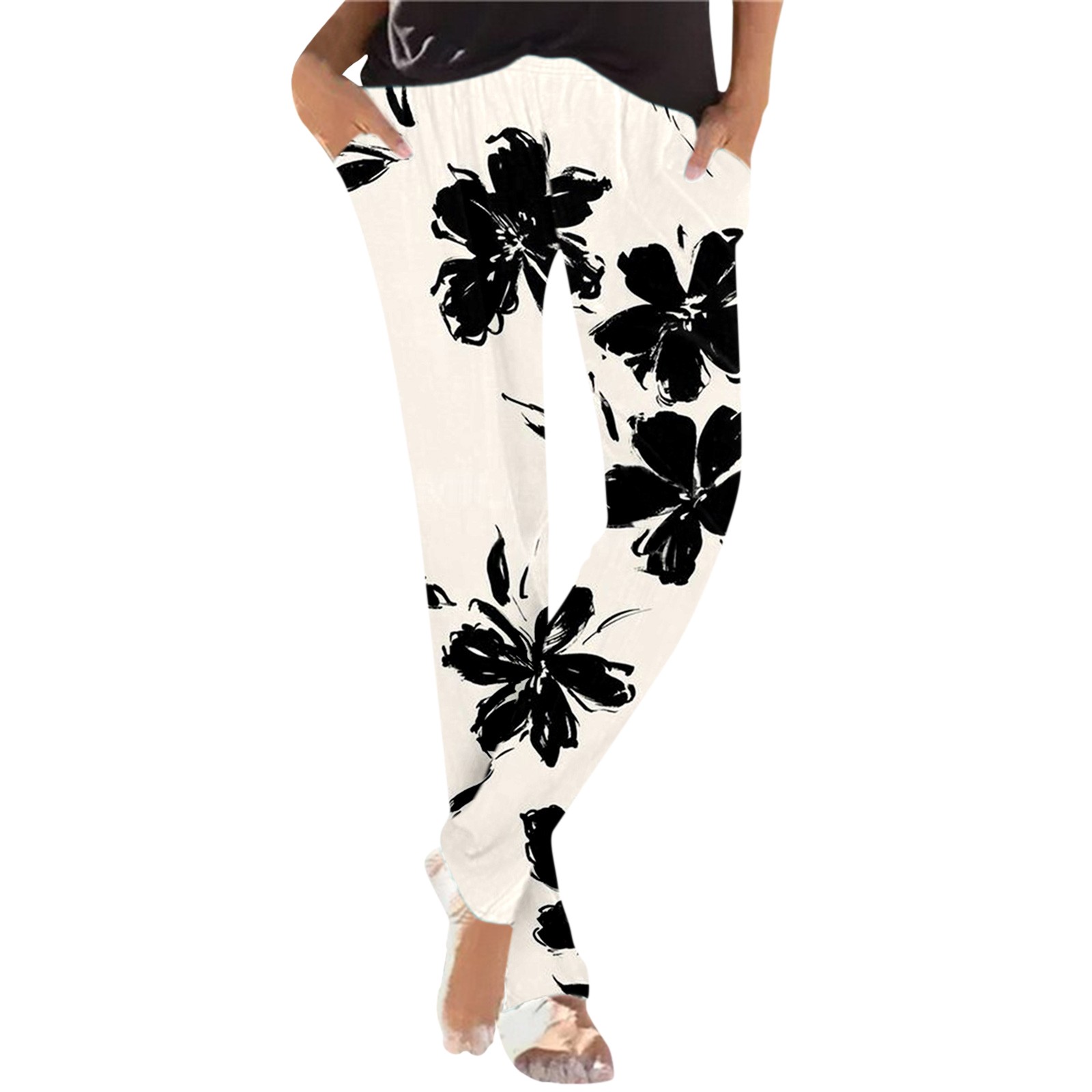 Durtebeua Women Summer Harem Trousers Slip On Pants Boho Beach Trousers