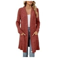 thumbnail image 1 of Durtebeua Women's 2024 Long Sleeve Open Front Hoodie Knit Sweater Cardigan Outwear Brick Red,2XL, 1 of 7