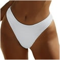 thumbnail image 1 of Durtebeua Women's Bikini Swim Bottom Briefs Ribbed High Cut Mid Waist Cheeky Bathing Suit Bottom White,L, 1 of 5