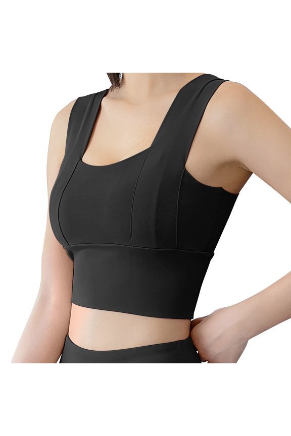 Women's Bra Sports Medium Straps Scoop Neck Padded Yoga Bra