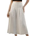 thumbnail image 1 of Durtebeua Women's Cotton Elastic Waist Wide Leg Capris Pocket Casual Pants Loose Women's Pants, 1 of 5