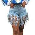 thumbnail image 1 of Durtebeua Women's High Rise Shorts Frayed Raw Hem Ripped Denim Shorts Summer Jean Shorts blue S, 1 of 5