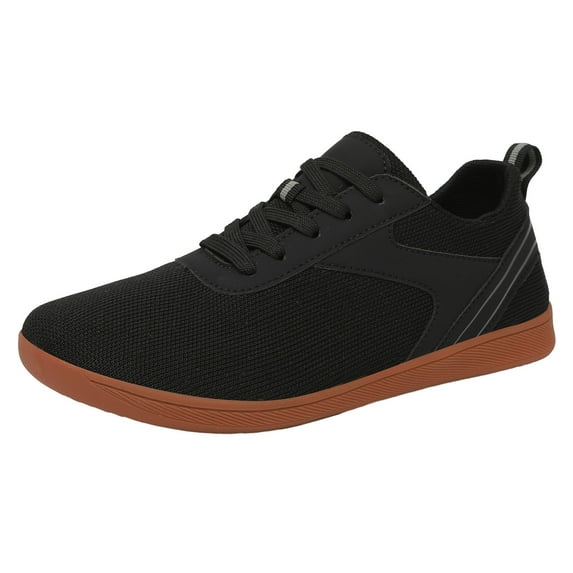 Durtebeua Men's Barefoot Shoes Wide Toe Box Ultimate Minimalist Design Sole Heel Stability Black,8