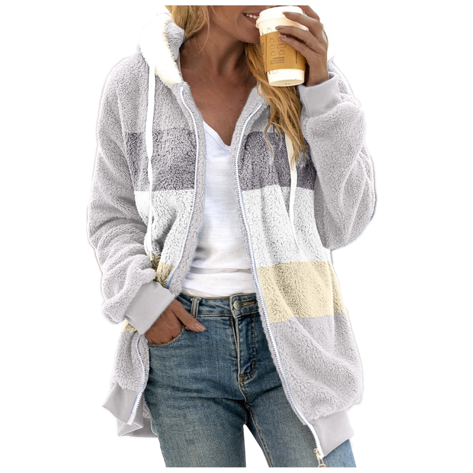 Durtebeua Women's Plus Size Zip up Hoodies Zip Up Cardigan With