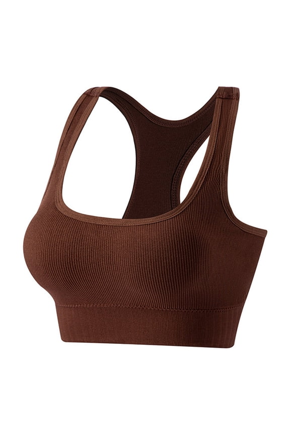 Women's Racerback Sports Bra Padded Wirefree Workout Bra Bounce Control