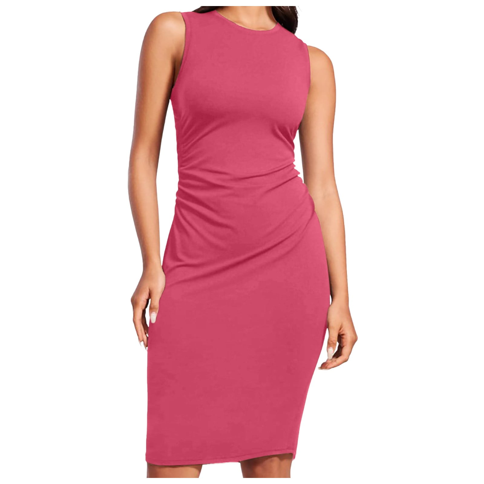 Durtebeua Women's Retro Ruffle Style Slim Work Pencil Dress Hot Pink,XL - Walmart.com Durtebeua Women's Retro Ruffle Style Slim Work Pencil Dress Hot Pink,XL - Walmart.com