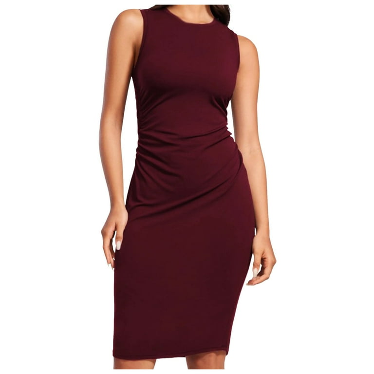 Durtebeua Women's Retro Ruffle Style Slim Work Pencil Dress Red,XL Durtebeua Women's Retro Ruffle Style Slim Work Pencil Dress Red,XL