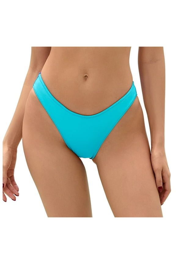 Women's Thong Bikini Bottom Blue,L