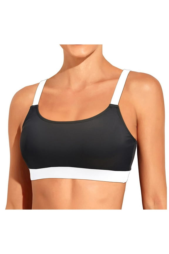 Women's Twist Front Bikini Top V Neck Push Up Padded Swimsuit Top Bathing Suits Light Gray,S