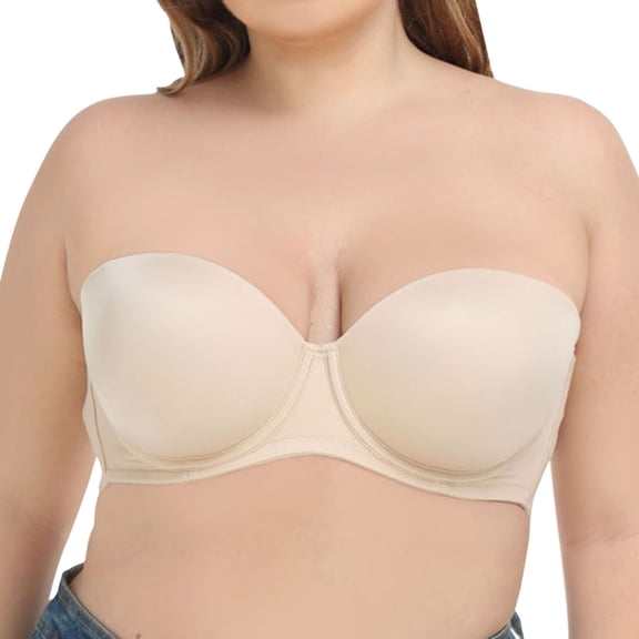 Durtebeua Women's Underwire Contour Multiway Full Coverage Strapless Bra Plus Size White,2XL