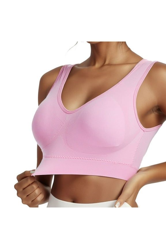 Women's Y Back Sports Bra Comfort Light Support Pullover Wireless T-Shirt Bra